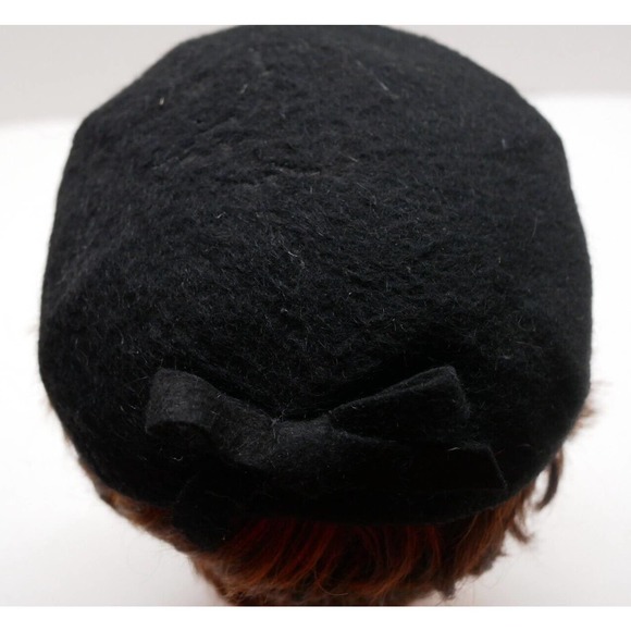 Vintage Black K-M-F Neumann Endler Wool Fascinator Hat With Bow - Picture 7 of 16